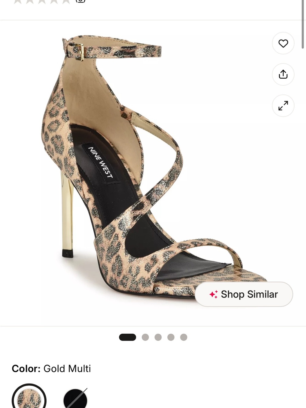 Nine West Gold Multi Leopard-Print Strappy Stiletto Sandals